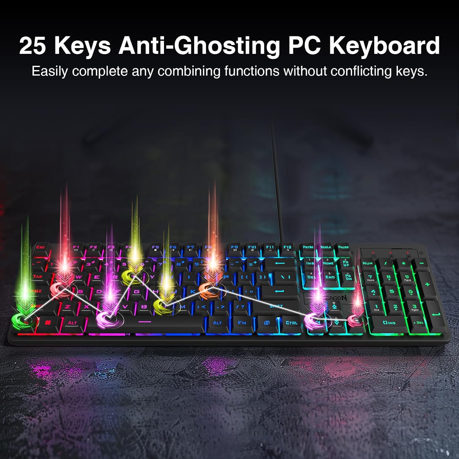 کیبورد گیمینگ Redragon K509 با نورپردازی RGB