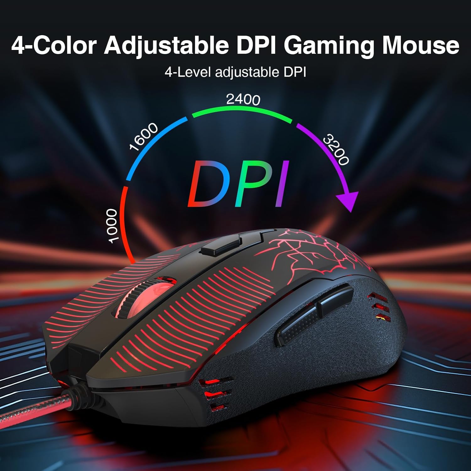 ماوس گیمینگ Redragon M608 با DPI قابل تنظیم تا 3200