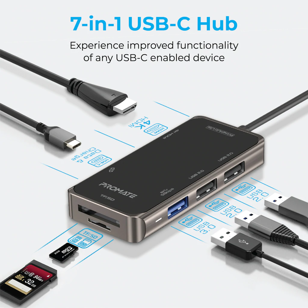 هاب USB-C پرومیت PrimeHub Lite هفت پورت