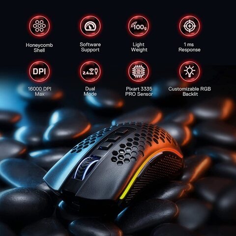 ماوس Redragon Storm Pro M808-KS با سنسور PAW3335 و طراحی گیمینگ