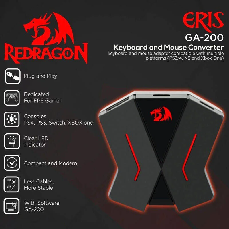 مبدل کیبورد و ماوس Redragon ERIS GA200 برای کنسول