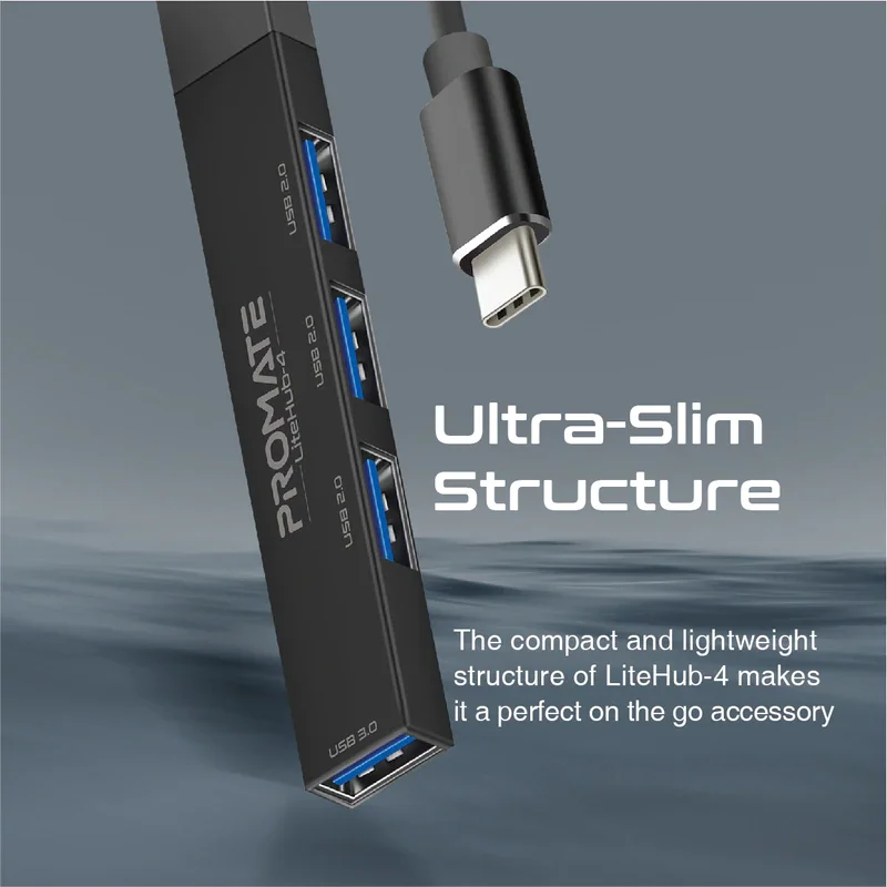 هاب چهار پورت USB-C پرومیت مدل LiteHub-4