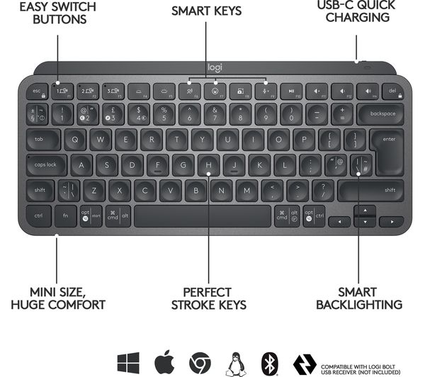 کیبورد Logitech مدل MX Keys Mini Wireless Keyboard
